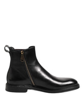 Dolce & Gabbana Black Chelsea Leather Mid Calf Boots Shoes